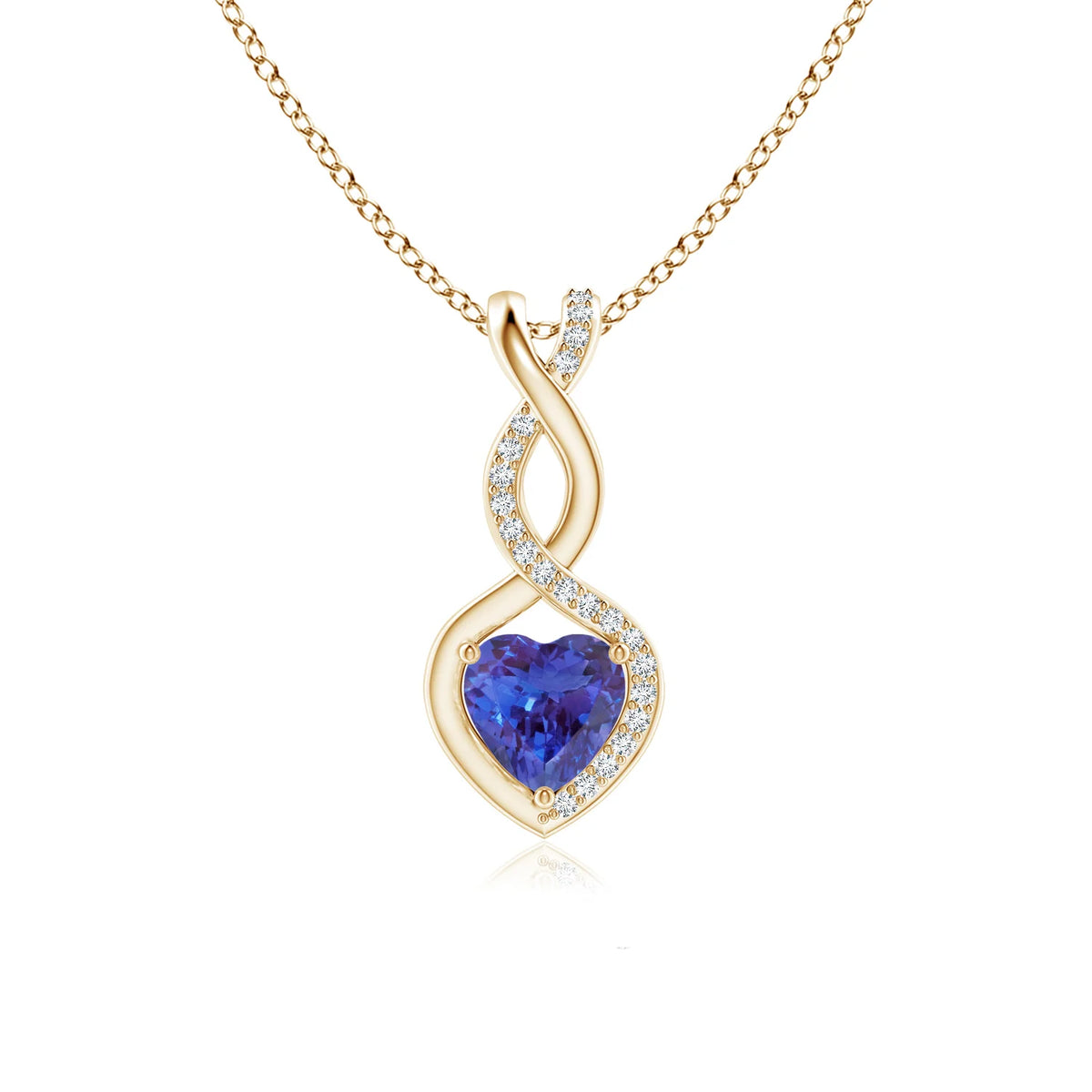 Heart-Shaped Tanzanite Infinity Pendant with Diamond Accents