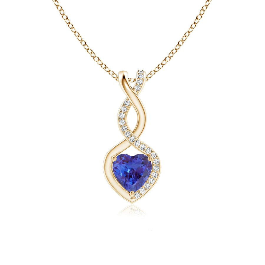 Heart-Shaped Tanzanite Infinity Pendant with Diamond Accents