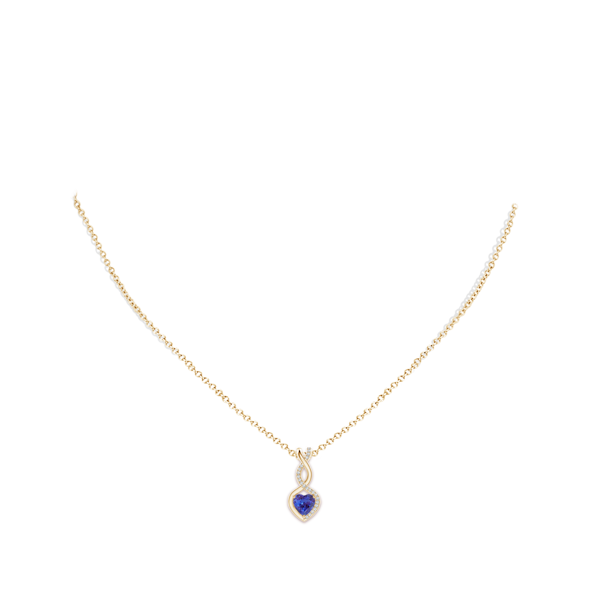 Heart-Shaped Tanzanite Infinity Pendant with Diamond Accents
